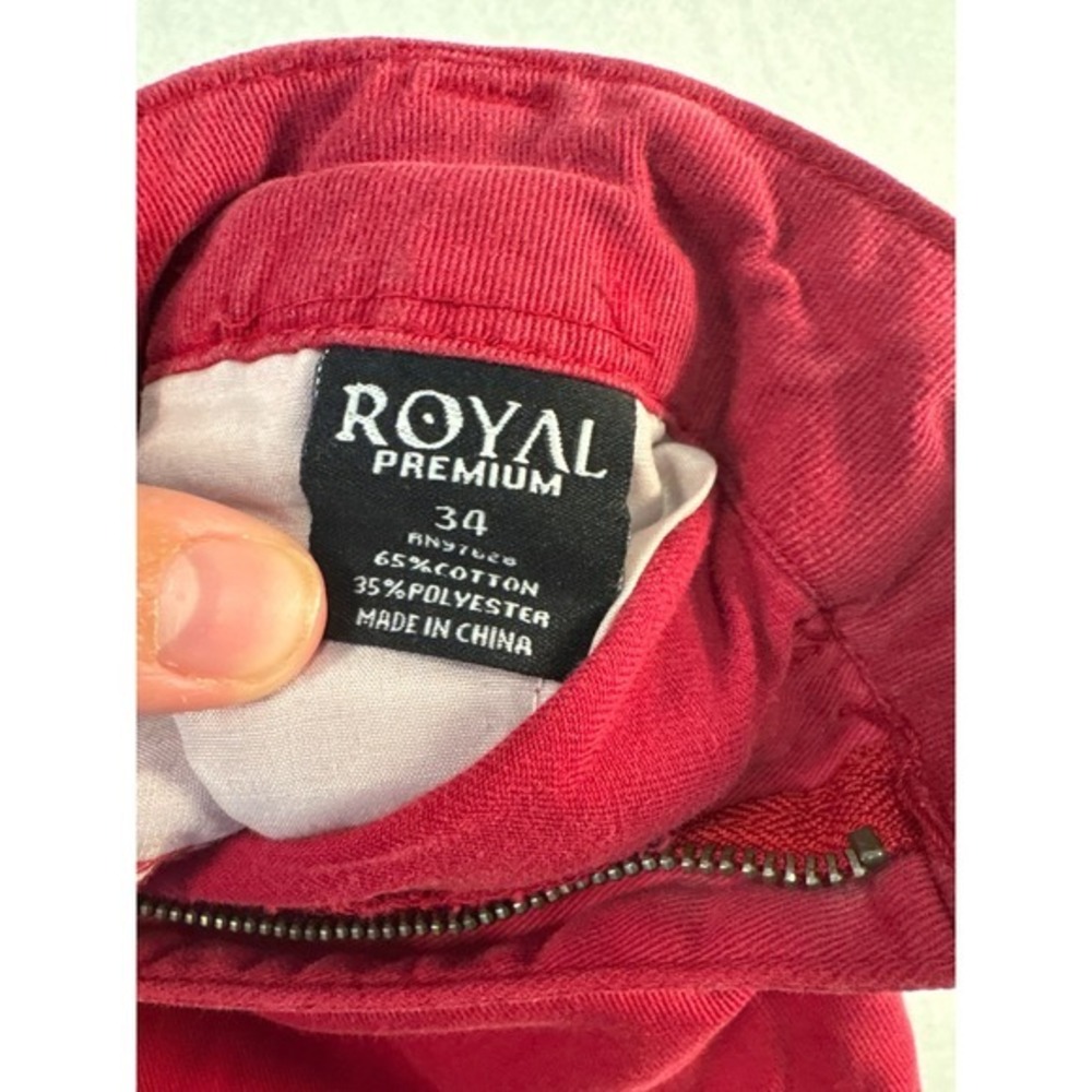 Royal Premium Men's Red Cargo Shorts 34‎ Cotton Blend Casual #1691 - Picture 6 of 7
